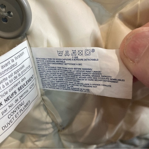 GAP Sz L Silver Quilted Cozy Drawstring Waist Many Pockets Puffer Coat  Jacket - Picture 12 of 14